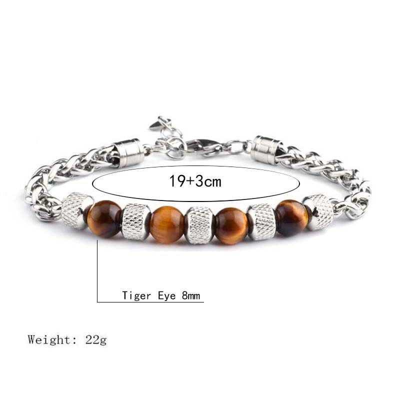 Karma Stone Black Onyx Tiger Eye Bead Courage Bracelet