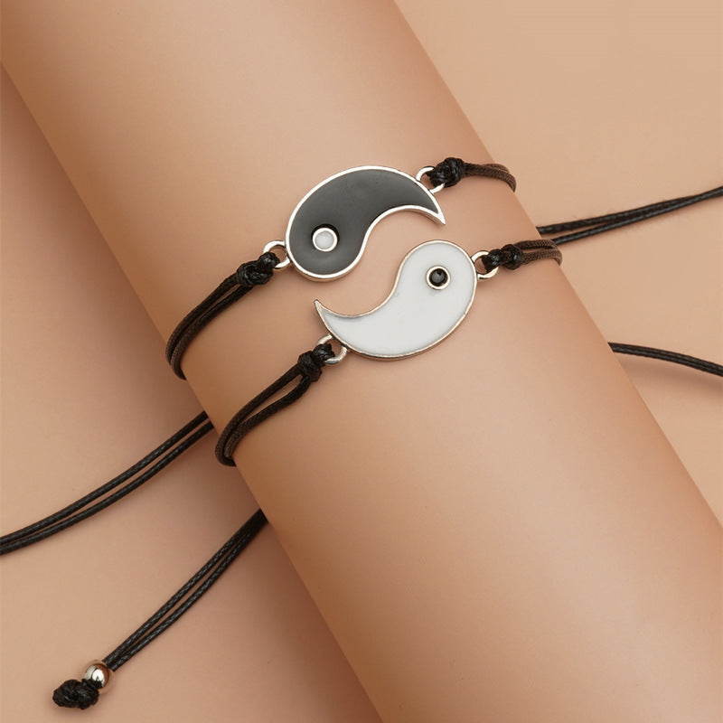 Karma Stone 2pcs Yin Yang Hematite Couple Bracelet