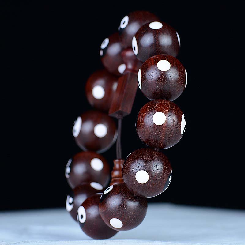 Karma Stone Small Leaf Red Sandalwood Yin Yang Protection Bracelet