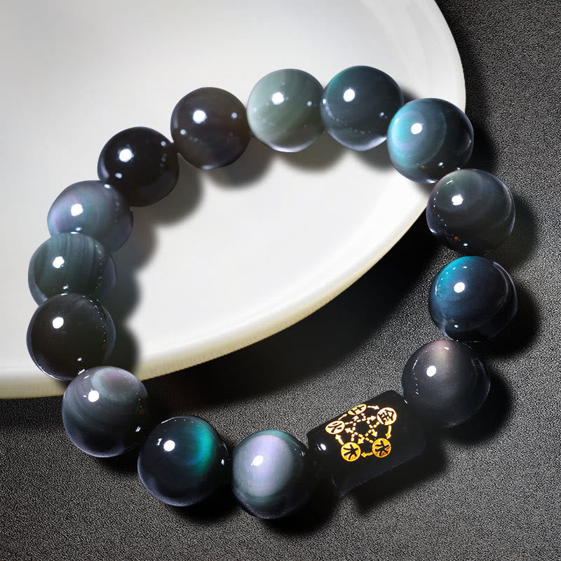 Karma Stone Natural Rainbow Obsidian Positive Transformation Bracelet