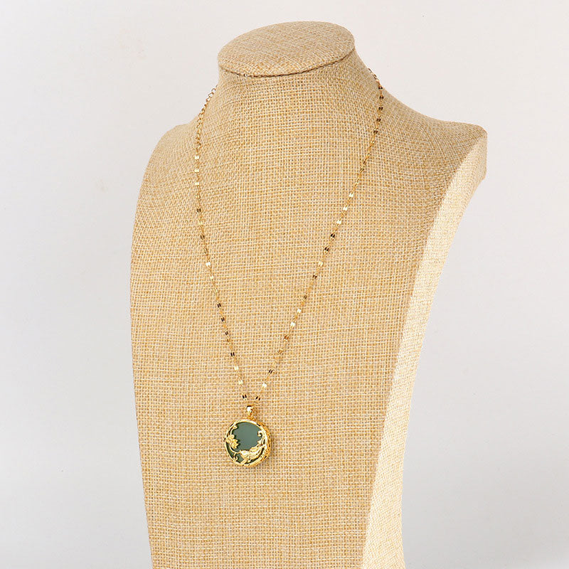 Karma Stone Natural Jade Koi Fish Lotus Luck Necklace Pendant