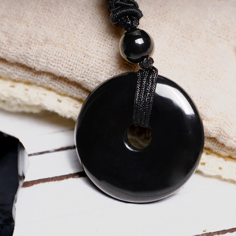 Karma Stone Lucky Coin Pendant Healing Crystal Gemstone Necklace