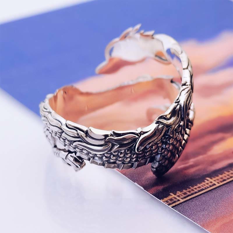 Karma Stone Vintage Dragon Pattern Protection Ring