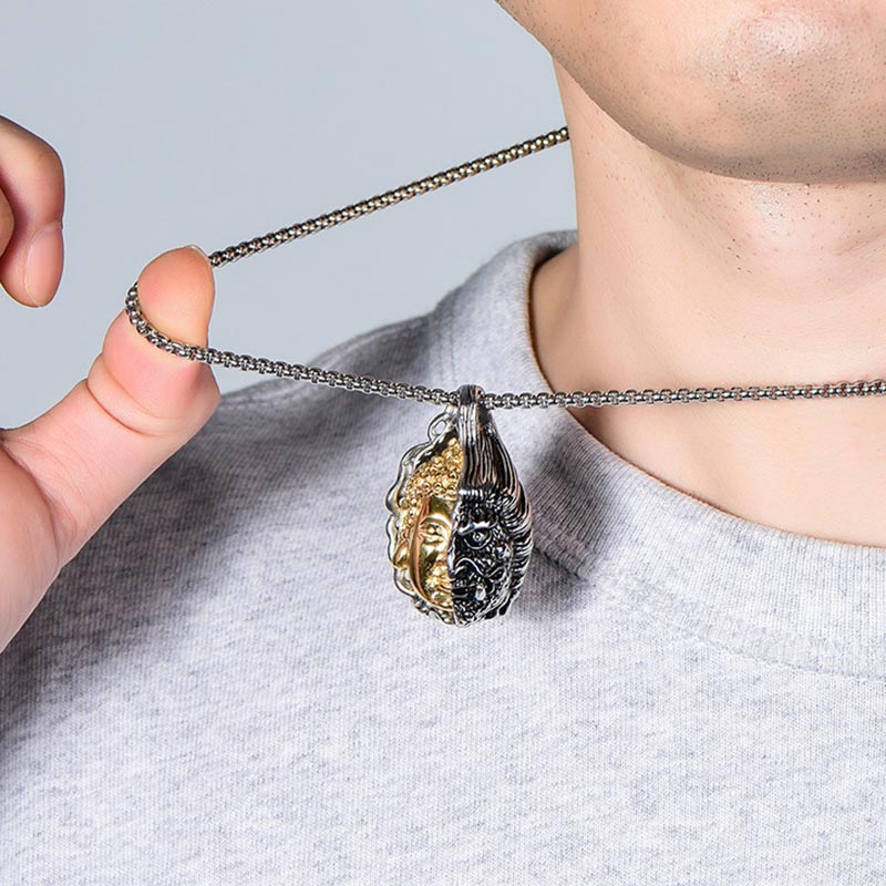 Karma Stone Half Buddha Half Devil Powerful Necklace