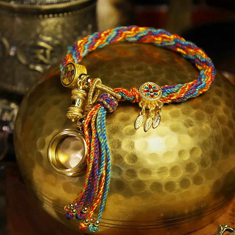 Karma Stone Tibetan Om Mani Padme Hum Dreamcatcher Luck Colorful Reincarnation Knot String Bracelet