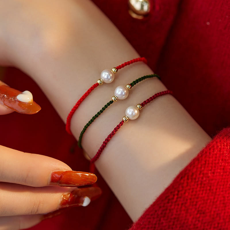 Karma Stone Natural Pearl Bead Luck Braid String Bracelet