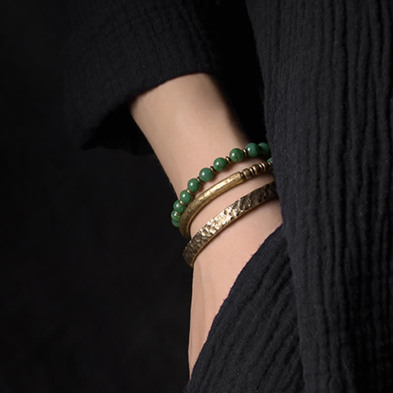 Karma Stone Simple Design Copper Wealth Cuff Bracelet