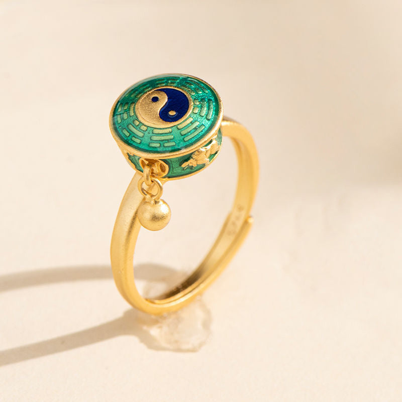 Karma Stone Yin Yang Copper Luck Wealth Rotatable Ring