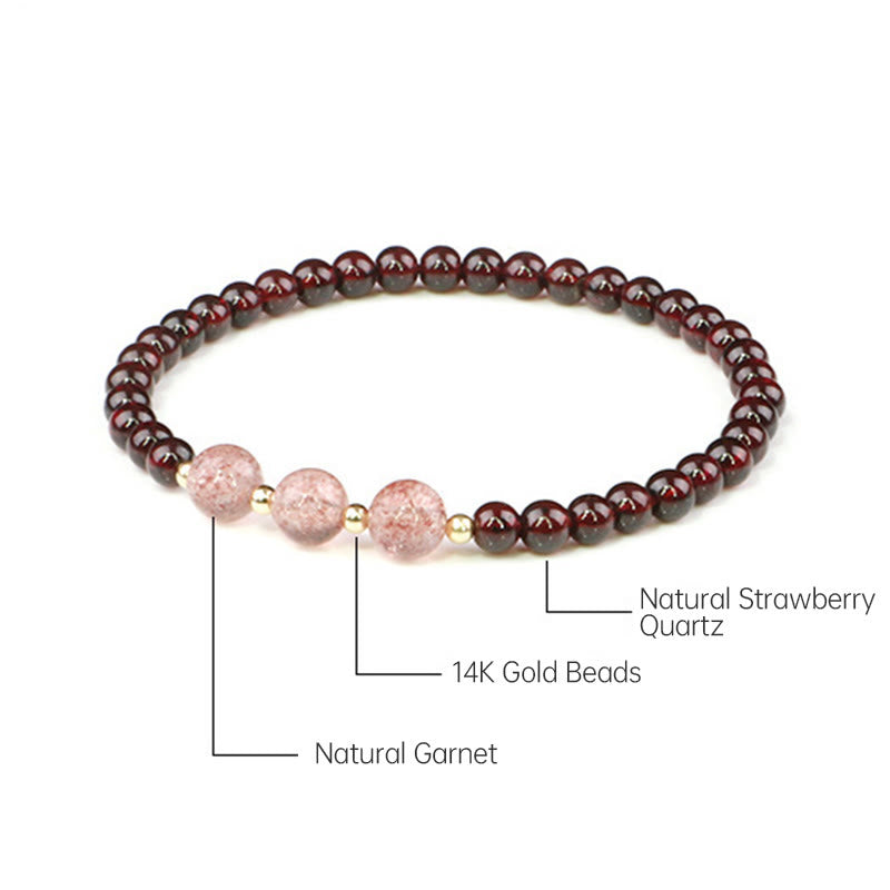 Karma Stone Natural Garnet Strawberry Quartz Calm Bracelet