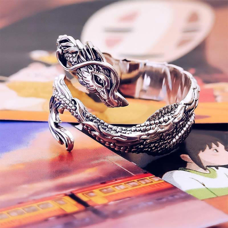 Karma Stone Vintage Dragon Pattern Protection Ring