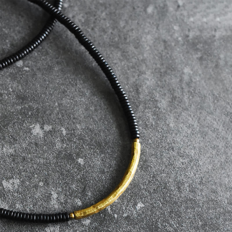 Karma Stone Ebony Wood Copper Balance Multilayered Bracelet