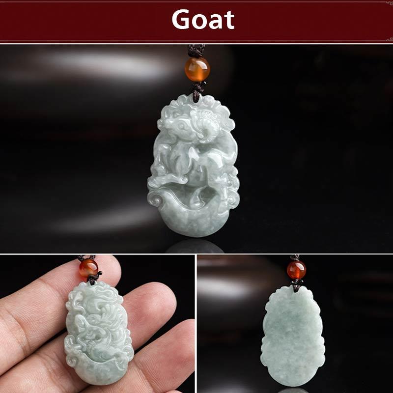 Karma Stone Natural Jade 12 Chinese Zodiac Sucess Pendant Necklace