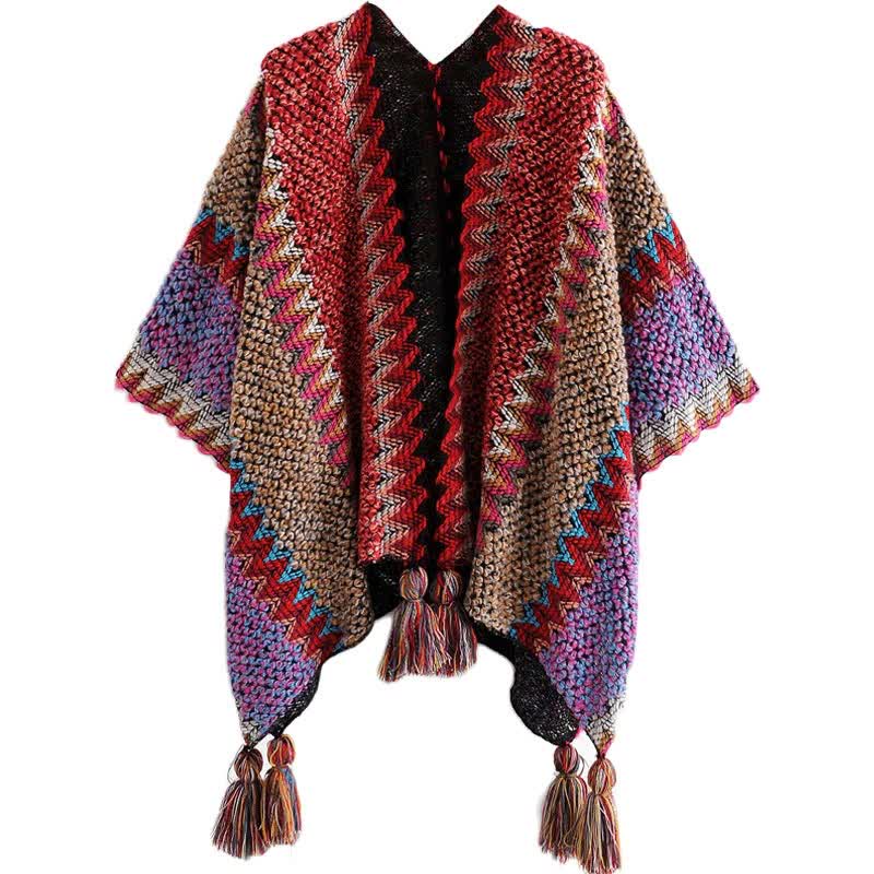 Karma Stone Tibetan Shawl Knitting Warm Cloak Tibetan Tassel Scarf