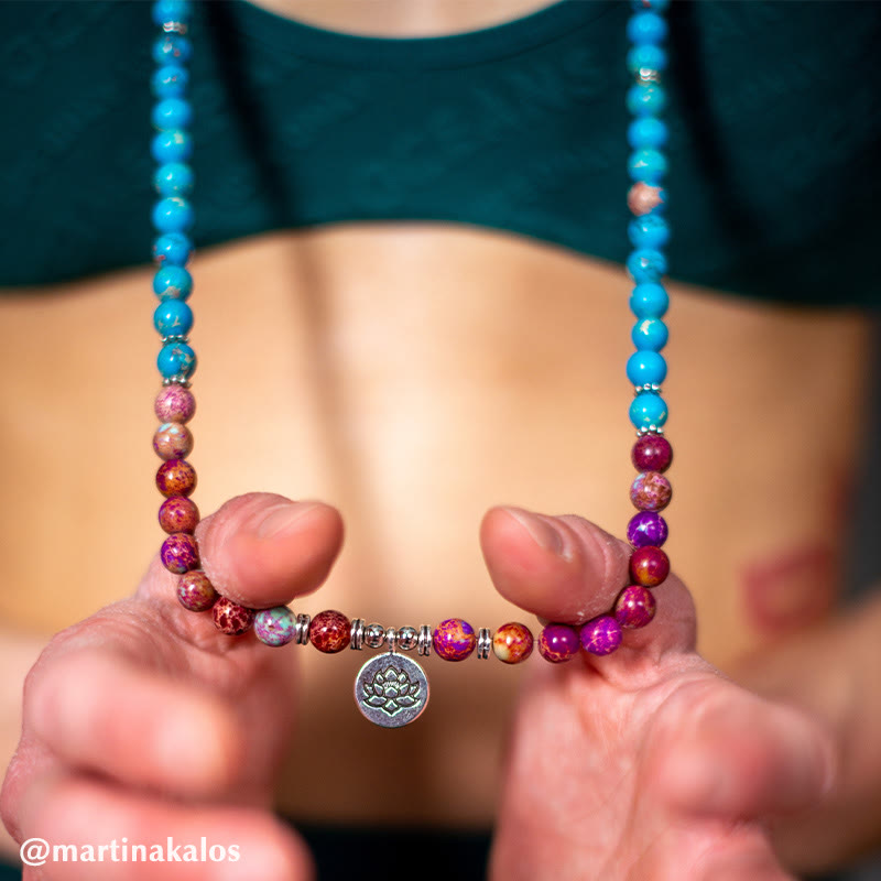 Karma Stone Tibetan Purple Miano Real Bead Harmony Lotus Mala