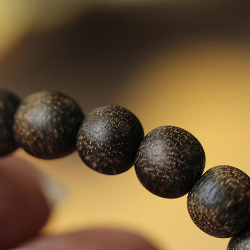 Karma Stone Agarwood Lotus Strength Wooden Bead Bracelet