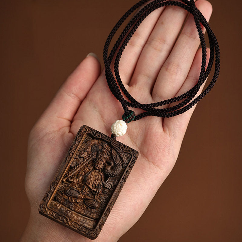 Karma Stone Chinese Zodiac Natal Buddha Brunei Agarwood PiXiu Dragon Peace Necklace Pendant