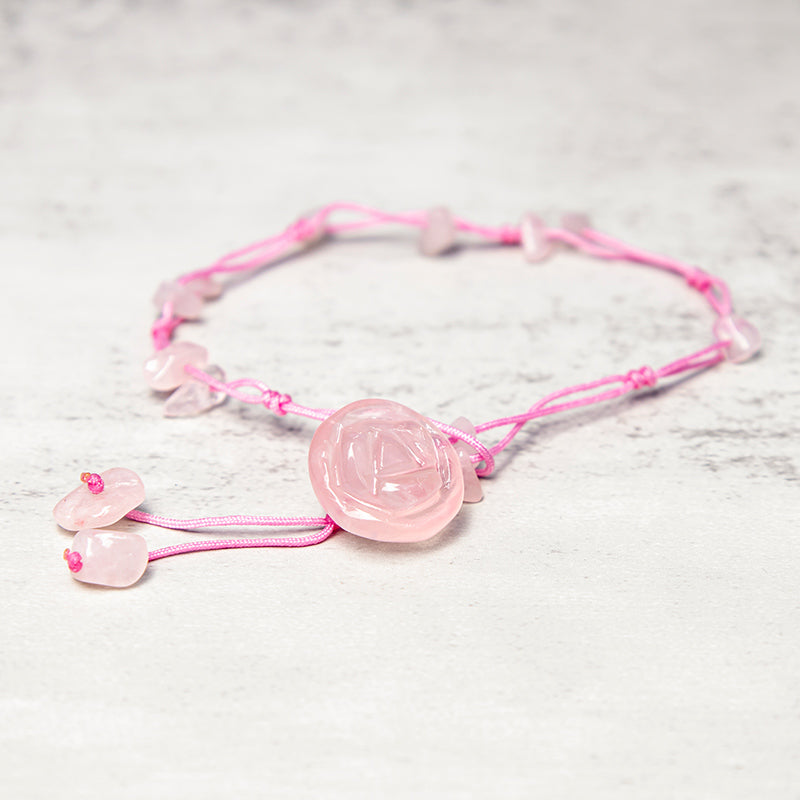 Karma Stone Amethyst Pink Crystal Green Aventurine Rose Inner Peace Healing Anklet
