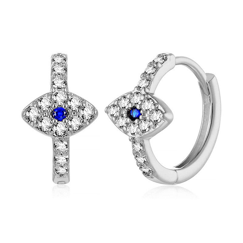 Karma Stone 925 Sterling Silver Evil Eye Symbol Blessing Stud Earrings