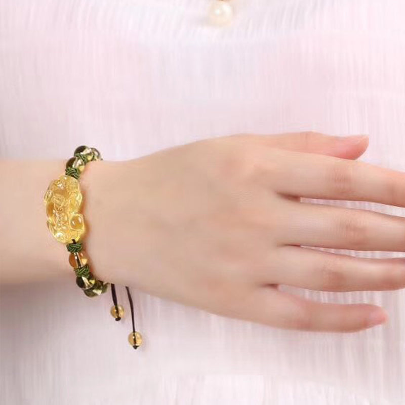 Karma Stone Natural Citrine Pixiu Wealth Protection Bracelet