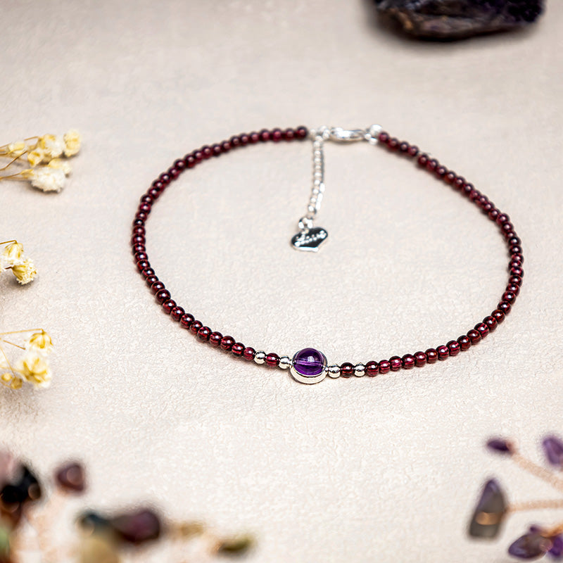 Karma Stone Garnet Amethyst Purification Calm Anklet