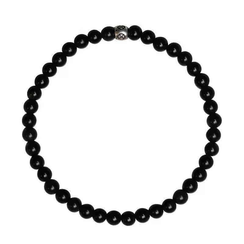 Karma Stone Natural Black Obsidian Smoky Quartz Purification Strength Bracelet