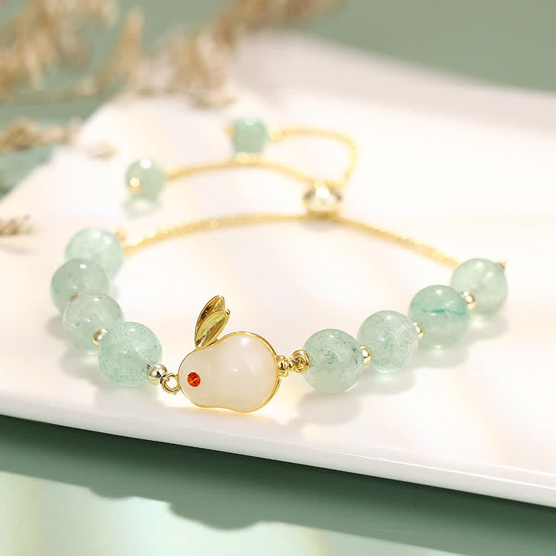 Karma Stone Year of the Rabbit Natural Green Aventurine Luck Bead Bracelet