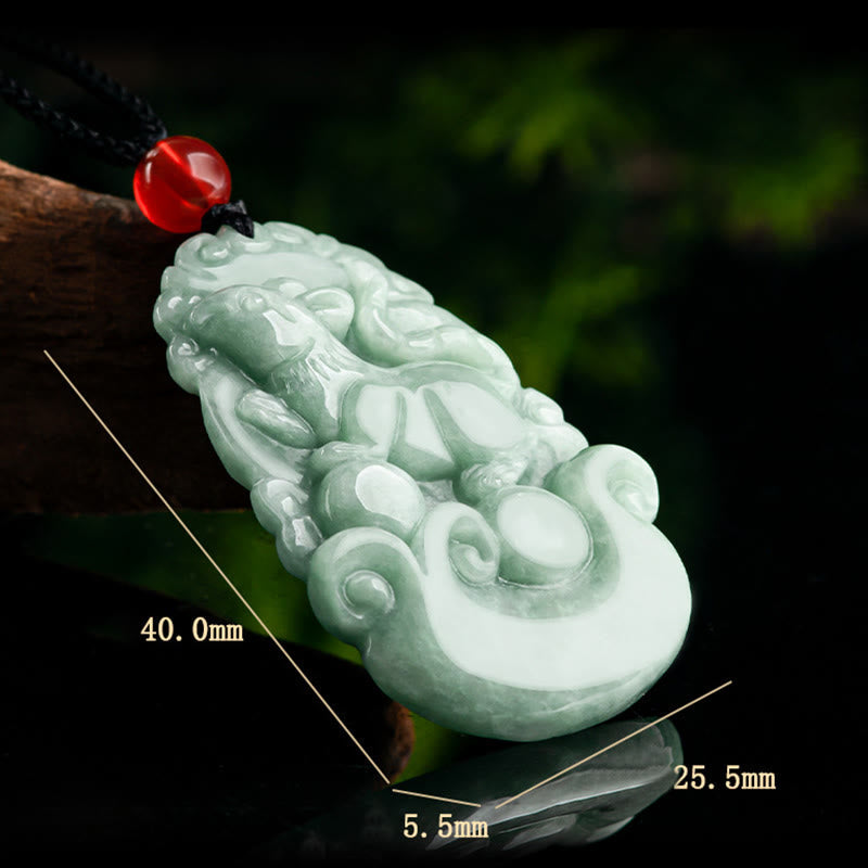 Karma Stone Natural Green Jade 12 Chinese Zodiac Luck Prosperity Necklace Pendant