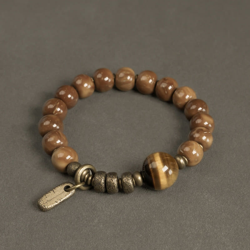 Karma Stone Kuka Seed Tiger Eye Gold Sheen Obsidian Copper Wealth Luck Bracelet