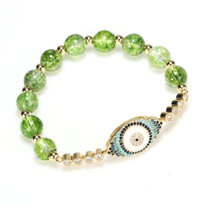 Karma Stone Natural Peridot Evil Eye Abundance Bracelet