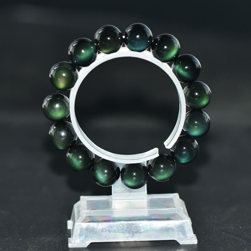 Karma Stone Natural Green Eye Obsidian Wealth Bracelet