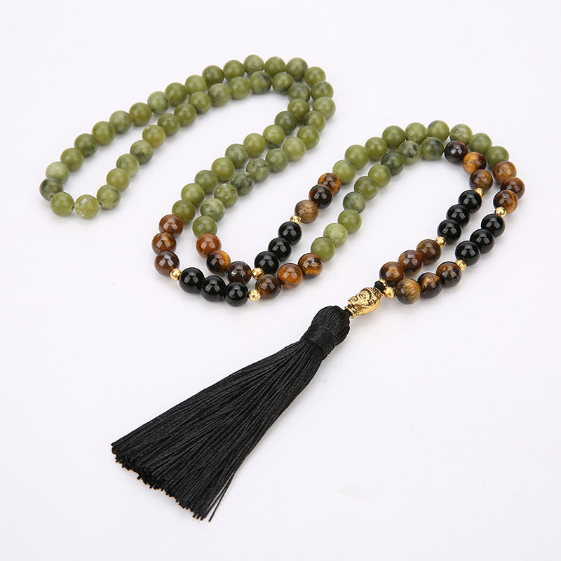 Karma Stone Tibetan Green Jasper Protection Mala Bracelet