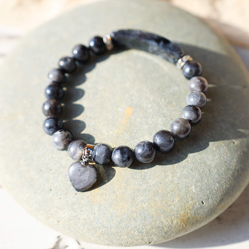 Karma Stone Natural Quartz Love Heart Healing Beads Bracelet