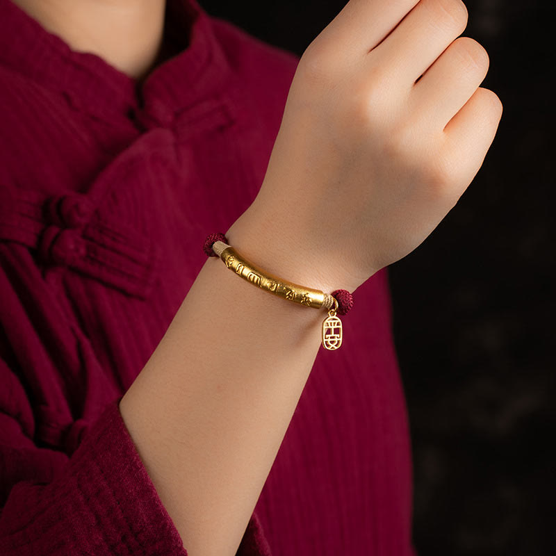 Karma Stone 999 Sterling Silver Tibet Handmade Om Mani Padme Hum Fu Character TopRank Character Luck Braided Bracelet