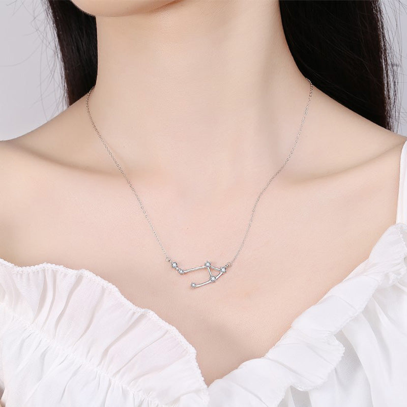 Karma Stone 925 Sterling Silver 12 Constellations of the Zodiac Astrology Blessing Necklace Pendant
