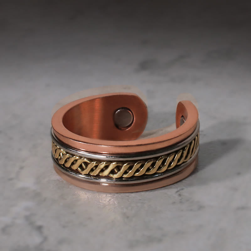 Karma Stone Magnetic Copper Balance Adjustable Cuff Bracelet Bangle Ring