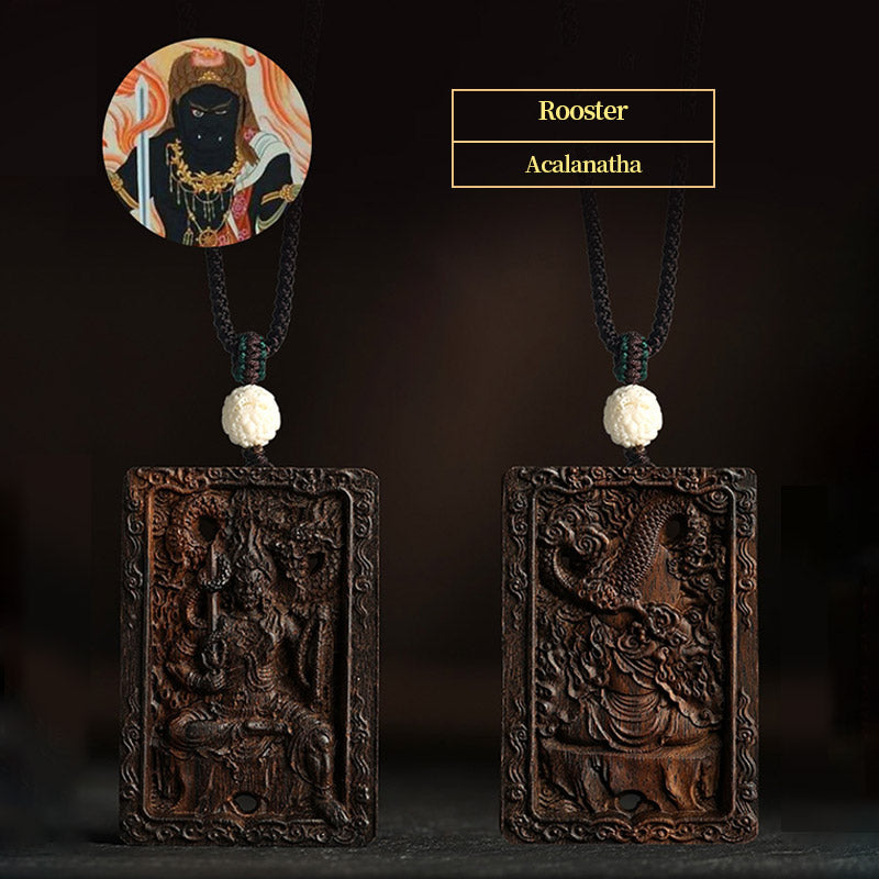 Karma Stone Chinese Zodiac Natal Buddha Brunei Agarwood PiXiu Dragon Peace Necklace Pendant