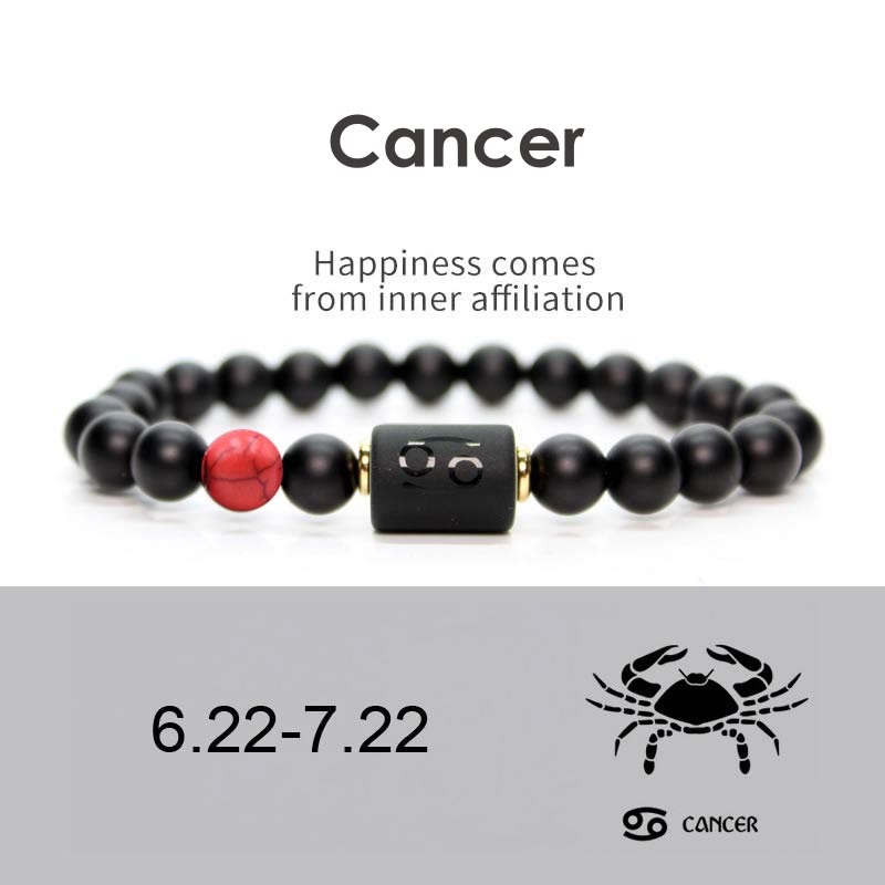 Karma Stone 12  Constellations of the Zodiac Black Onyx Adjustable Bracelet
