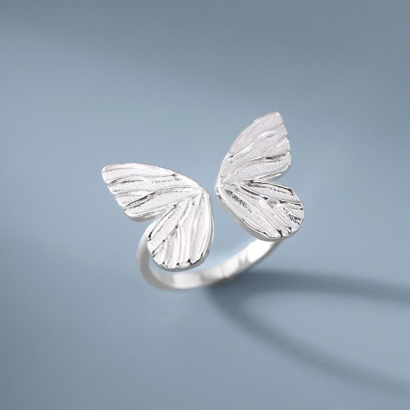 Karma Stone 925 Sterling Silver Butterfly Love Freedom Ring