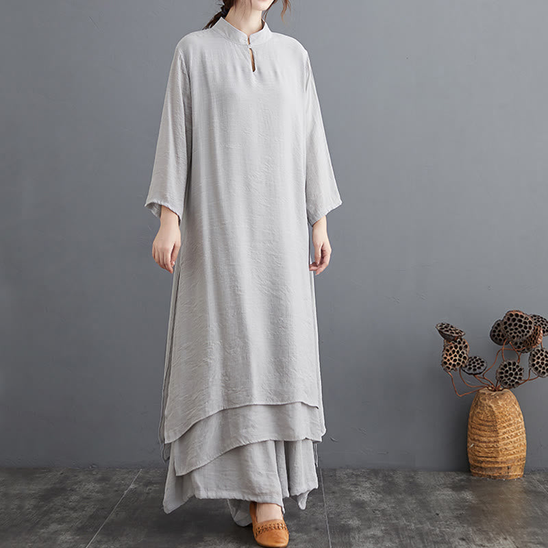 Karma Stone Simple Pattern Meditation Prayer Spiritual Zen Practice Yoga Clothing Women's Set