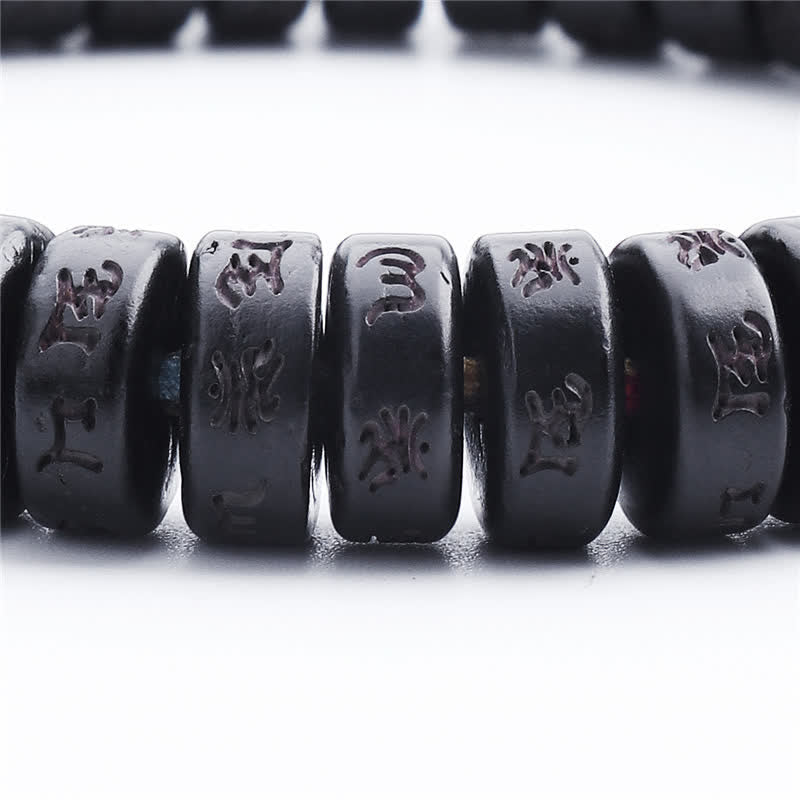 Karma Stone Tibetan coconut shell beads engraved with Om Mani Padme Hum Mantra happiness protection bracelets