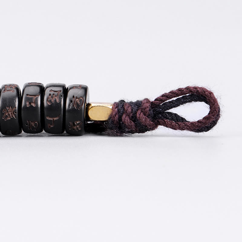 Karna Stone Tibetan Coconut Shell Beads Engraved Om Mani Padme Hum Mantra Positive String Bracelet