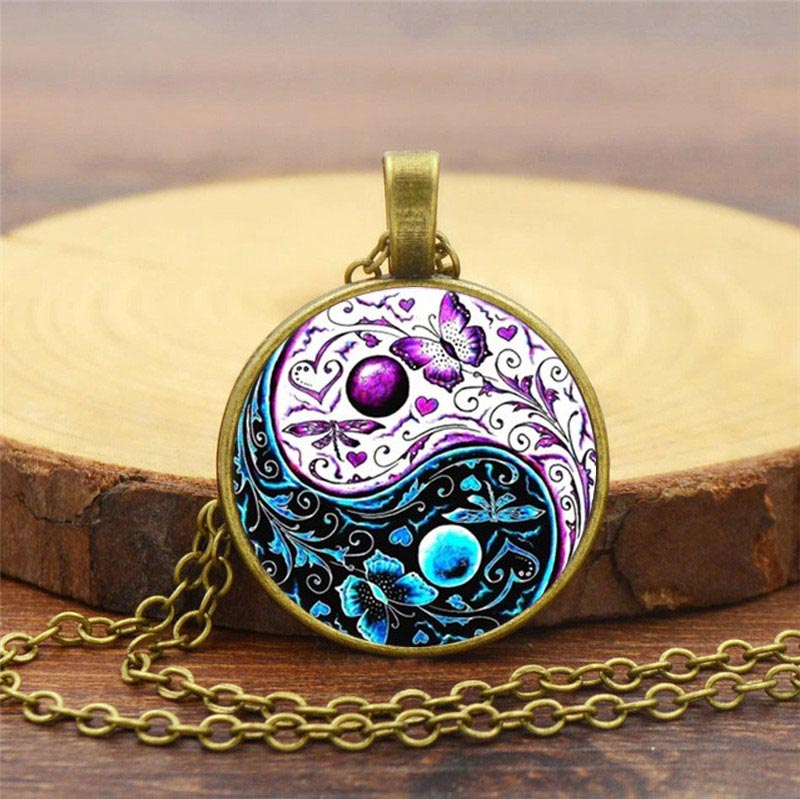 Karma Stone Yin Yang Chain Balance Necklace Pendant