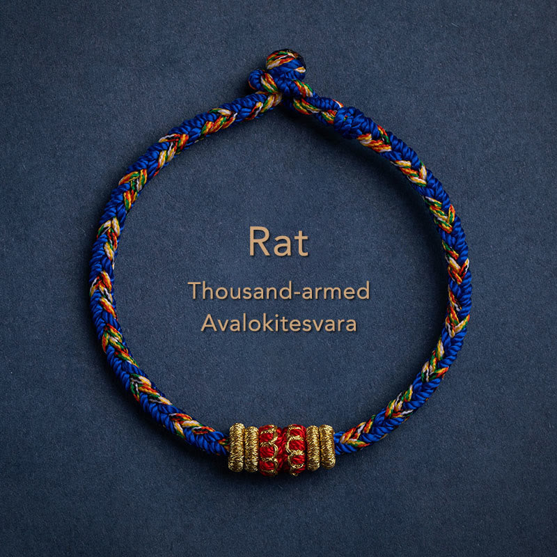 Karma Stone Tibet Handmade Chinese Zodiac Natal Buddha Luck Strength Braided String Bracelet