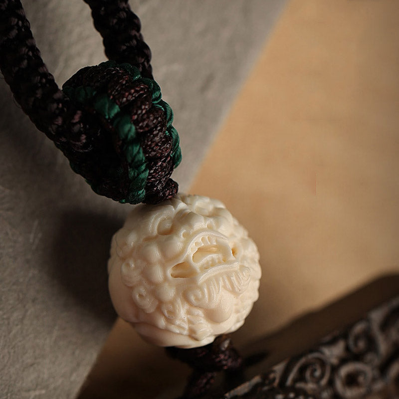 Karma Stone Chinese Zodiac Natal Buddha Brunei Agarwood PiXiu Dragon Peace Necklace Pendant