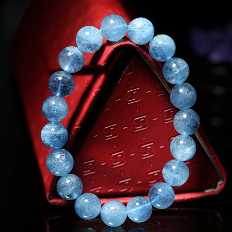Karma Stone Aquamarine Beads Peace Healing Bracelet