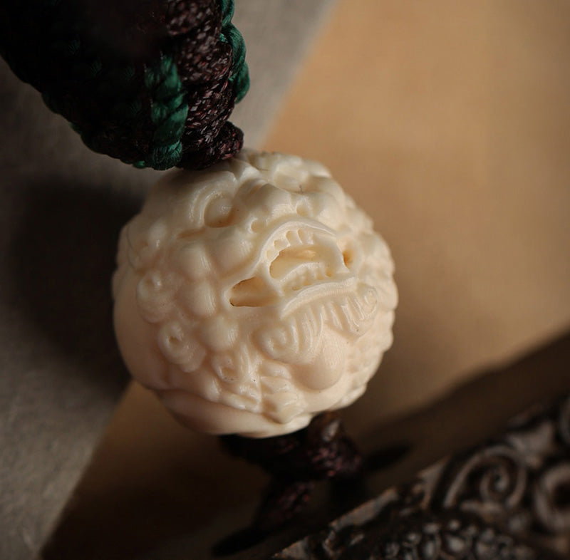 Karma Stone Chinese Zodiac Natal Buddha Brunei Agarwood PiXiu Dragon Peace Necklace Pendant