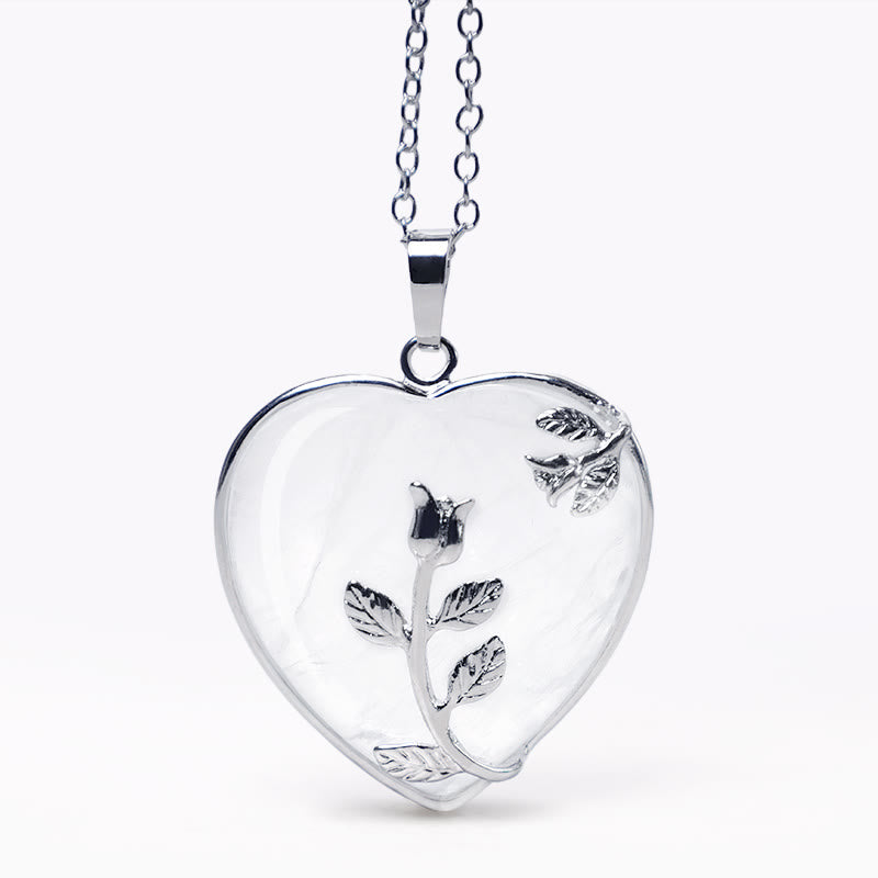 Karma Stone Natural Healing Crystals Heart Pendant Necklaces