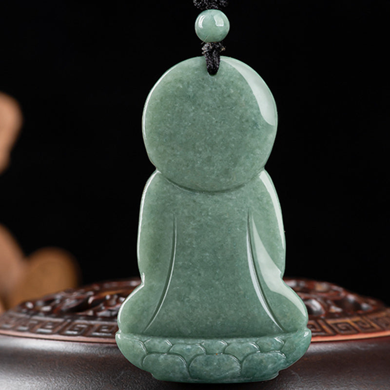 Karma Stone Amitabha Buddha Jade Amulet Compassion String Necklace