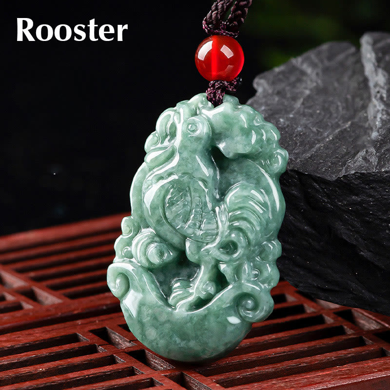 Karma Stone Natural Jade 12 Chinese Zodiac Prosperity Necklace Pendant