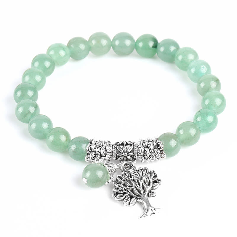 Karma Stone Natural Gemstone Tree of Life Lucky Charm Stretch Bracelet